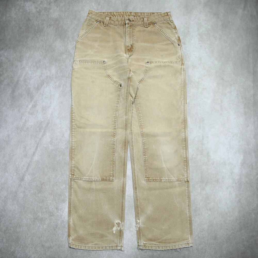 Vintage Carhartt WOMENS Faded Brown Double Knee Carpenter Pants 28x30.5